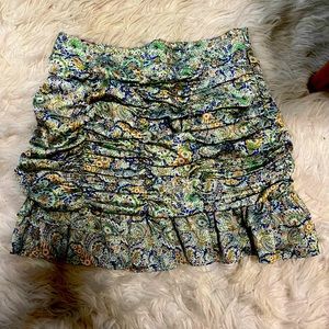 NWOT ZARA SILK RUNCHED MINI SKIRT! Size medium!